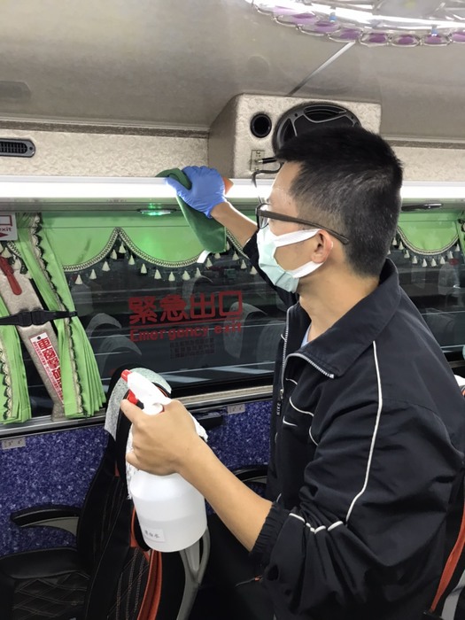 The conductor should sterilize the school bus and passengers before taking the  bus.